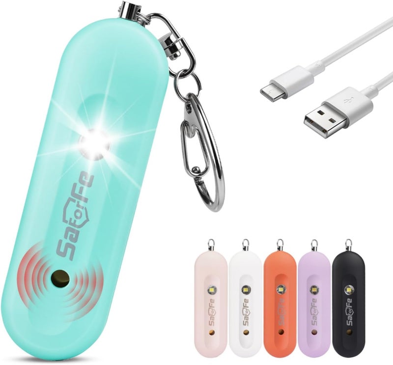 SaForFe Rechargeable Personal Safety Alarm for Women - 140dB Self-Defense Security Alarm Keychain with Strobe Light, Emergency Security Alert Devices for Women Girls Kids Elderly (Aqua) - Image 1